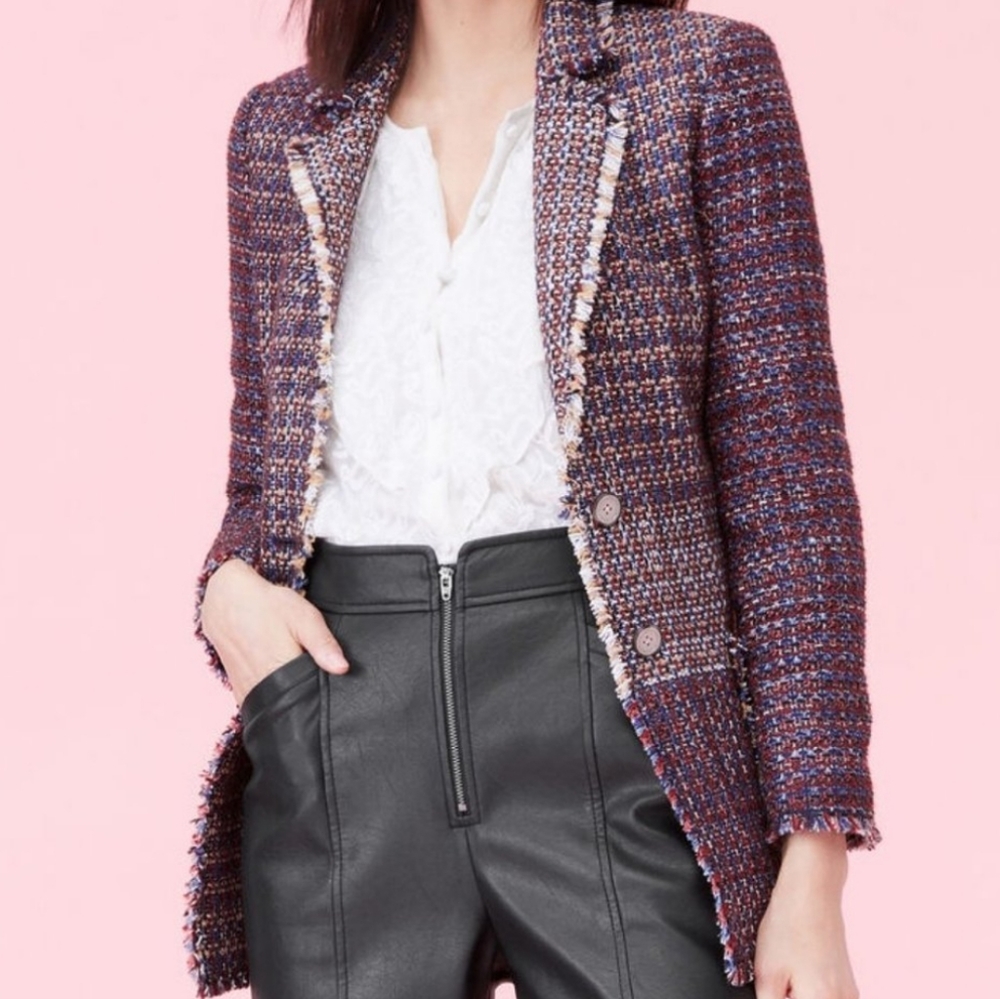 Rebecca Taylor Blanket Tweed Blazer Tapestry Jacket